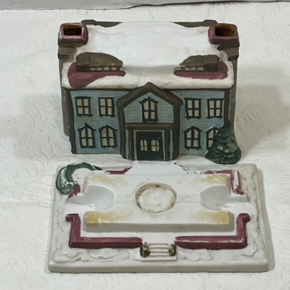 VTG Claire Burke Christmas Memories Porcelain Incense House 1990 Winter Snow - Picture 3 of 16